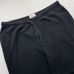 Pact Joggers Mens XL Black Waffle Knit Thermal Tapered Drawstring 30" Organic